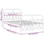 Bed frame with black metal headboard and footboard 120x190 cm by , Beds and slatted bases - Ref: Foro24-377132, Price: 125,71...