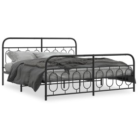 Estructura de cama cabecero y estribo metal negro 180x200 cm de , Camas y somieres - Ref: Foro24-377139, Precio: 153,15 €, De...