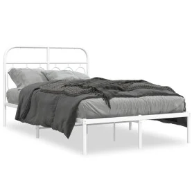 Metallbettgestell mit weißem Kopfteil 120x200 cm von , Betten und Lattenroste - Ref: Foro24-377164, Preis: 99,72 €, Rabatt: %