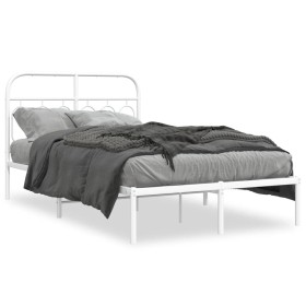Metallbettgestell mit weißem Kopfteil 120x200 cm von , Betten und Lattenroste - Ref: Foro24-377164, Preis: 101,60 €, Rabatt: %