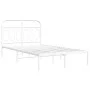 Metal bed frame with white headboard 120x200 cm by , Beds and slatted bases - Ref: Foro24-377164, Price: 99,72 €, Discount: %