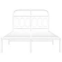 Metal bed frame with white headboard 120x200 cm by , Beds and slatted bases - Ref: Foro24-377164, Price: 99,72 €, Discount: %