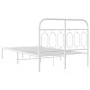 Metal bed frame with white headboard 120x200 cm by , Beds and slatted bases - Ref: Foro24-377164, Price: 99,72 €, Discount: %