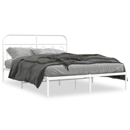 Metallbettgestell mit weißem Kopfteil 140x190 cm von , Betten und Lattenroste - Ref: Foro24-377166, Preis: 100,03 €, Rabatt: %