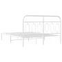 Metal bed frame with white headboard 140x190 cm by , Beds and slatted bases - Ref: Foro24-377166, Price: 98,66 €, Discount: %