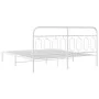 Metal bed frame with white headboard 180x200 cm by , Beds and slatted bases - Ref: Foro24-377170, Price: 113,14 €, Discount: %