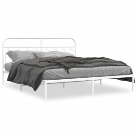Metallbettgestell mit weißem Kopfteil 193x203 cm von , Betten und Lattenroste - Ref: Foro24-377172, Preis: 112,36 €, Rabatt: %