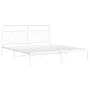 Metal bed frame with white headboard 193x203 cm by , Beds and slatted bases - Ref: Foro24-377172, Price: 110,82 €, Discount: %