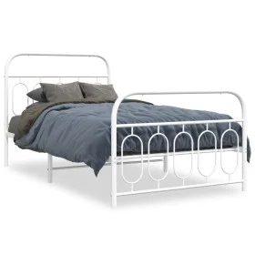 Metal bed frame with white headboard and footboard 100x200 cm by , Beds and slatted bases - Ref: Foro24-377179, Price: 73,02 ...
