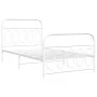 Metal bed frame with white headboard and footboard 100x200 cm by , Beds and slatted bases - Ref: Foro24-377179, Price: 73,02 ...