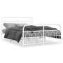 Metal bed frame with white headboard and footboard 140x200 cm by , Beds and slatted bases - Ref: Foro24-377185, Price: 109,48...
