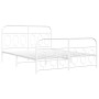 Metal bed frame with white headboard and footboard 140x200 cm by , Beds and slatted bases - Ref: Foro24-377185, Price: 109,48...
