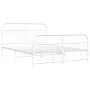 Metal bed frame with white headboard and footboard 140x200 cm by , Beds and slatted bases - Ref: Foro24-377185, Price: 107,74...