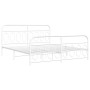 Metal bed frame with white headboard and footboard 160x200 cm by , Beds and slatted bases - Ref: Foro24-377187, Price: 125,94...