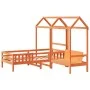 Bed set and bench with brown pine wood roof 80x200 cm by , Beds and slatted bases - Ref: Foro24-3282179, Price: 312,24 €, Dis...