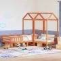 Bed set and bench with brown pine wood roof 80x200 cm by , Beds and slatted bases - Ref: Foro24-3282179, Price: 312,24 €, Dis...