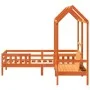 Bed set and bench with brown pine wood roof 80x200 cm by , Beds and slatted bases - Ref: Foro24-3282179, Price: 312,24 €, Dis...