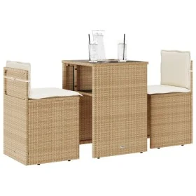Sillas y mesita de jardín 3 piezas ratán sintético cojín beige by , Garden sets - Ref: Foro24-4003873, Price: 195,75 €, Disco...