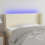 Cabecero con LED cuero sintético crema 93x16x78/88 cm