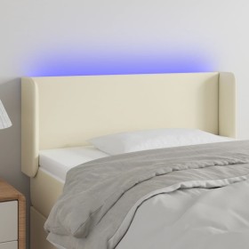 Cabecero con LED cuero sintético crema 93x16x78/88 cm