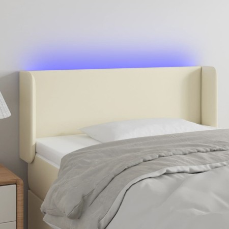 Cabecero con LED cuero sintético crema 93x16x78/88 cm