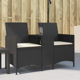 Sofá jardín de 2 plazas con mesa y cojín ratán sintético negro von , Outdoor-Sofas - Ref: Foro24-4003884, Preis: 154,23 €, Ra...