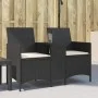 Sofá jardín de 2 plazas con mesa y cojín ratán sintético negro by , Outdoor sofas - Ref: Foro24-4003884, Price: 154,23 €, Dis...
