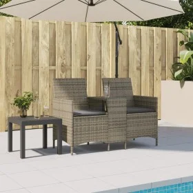 Sofá de jardín 2 plazas con mesa y cojines ratán PE gris by , Outdoor sofas - Ref: Foro24-4003886, Price: 141,64 €, Discount: %