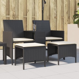 Zweiplätziges Gartensofa mit Tisch und Hockern aus schwarzem PE-Rattan. von , Outdoor-Sofas - Ref: Foro24-4003890, Preis: 187...