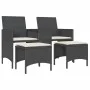 Zweiplätziges Gartensofa mit Tisch und Hockern aus schwarzem PE-Rattan. von , Outdoor-Sofas - Ref: Foro24-4003890, Preis: 184...