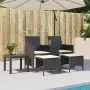 Zweiplätziges Gartensofa mit Tisch und Hockern aus schwarzem PE-Rattan. von , Outdoor-Sofas - Ref: Foro24-4003890, Preis: 184...