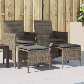 Sofá de jardín 2 plazas con mesa y taburetes ratán PE gris de , Sofás de exterior - Ref: Foro24-4003892, Precio: 193,88 €, De...
