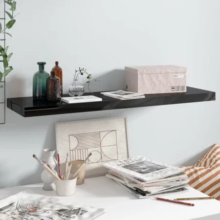 Glossy gray MDF floating wall shelf 90x23.5x3.8 cm by vidaXL, Shelves and shelves - Ref: Foro24-323775, Price: 30,69 €, Disco...