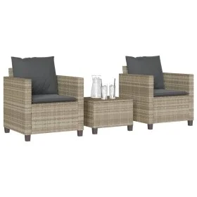 Gartenmöbel-Set 3-teilig aus synthetischem Rattan mit grauen Kissen von , Gartensets - Ref: Foro24-4003901, Preis: 239,05 €, ...