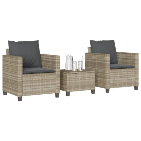 Gartenmöbel-Set 3-teilig aus synthetischem Rattan mit grauen Kissen von , Gartensets - Ref: Foro24-4003901, Preis: 238,76 €, ...