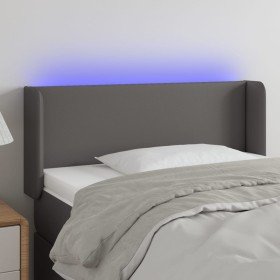 Cabecero con LED cuero sintético gris 93x16x78/88 cm