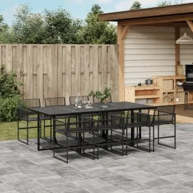 9-teiliges Gartensitzgruppen-Set aus schwarzem Kunststoff-Rattan von , Gartensets - Ref: Foro24-3295050, Preis: 829,82 €, Rab...