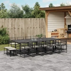 Set comedor de jardín con cojines 15 pzas ratán sintético negro by , Garden sets - Ref: Foro24-3295031, Price: 1,00 €, Discou...