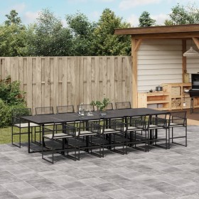 Set comedor de jardín con cojines 13 pzas ratán sintético negro de , Conjuntos de jardín - Ref: Foro24-3295027, Precio: 949,9...