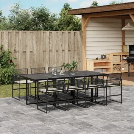 Garten-Essgruppe 9-teilig mit schwarzen Polstern aus synthetischem Rattan von , Gartensets - Ref: Foro24-3295025, Preis: 868,...