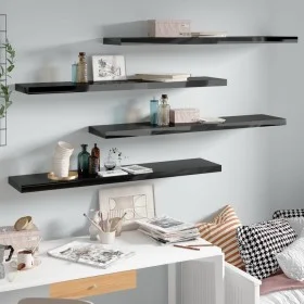 Floating wall shelves 4 pcs glossy black MDF 120x23.5x3.8 cm by vidaXL, Shelves and shelves - Ref: Foro24-323780, Price: 91,7...