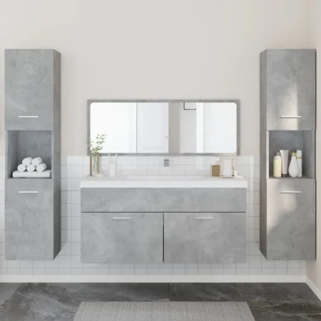 Badezimmermöbel-Set 4-teilig aus grauem Beton-Sperrholz von , Badezimmermöbel - Ref: Foro24-3308539, Preis: 221,72 €, Rabatt: %