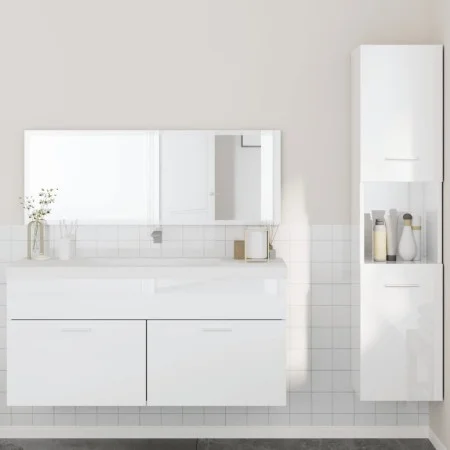 Badezimmermöbel-Set, 3-teilig, aus weißem glänzendem Sperrholz. von , Badezimmermöbel - Ref: Foro24-3308530, Preis: 140,60 €,...