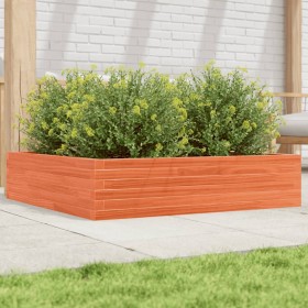 Jardinera de madera maciza de pino marrón cera 100x100x23 cm by , Pots and planters - Ref: Foro24-847210, Price: 95,48 €, Dis...
