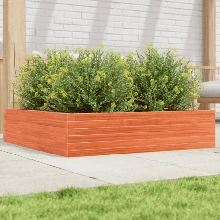 Jardinera de madera maciza de pino marrón cera 100x100x23 cm by , Pots and planters - Ref: Foro24-847210, Price: 85,05 €, Dis...
