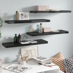 Floating wall shelves 4 units glossy black MDF 80x23.5x3.8 cm by vidaXL, Shelves and shelves - Ref: Foro24-323774, Price: 72,...