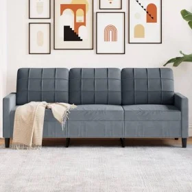 Dreisitzer-Sofa aus dunkelgrauem Samt, 180 cm von , Sofas - Ref: Foro24-4007635, Preis: 253,56 €, Rabatt: %