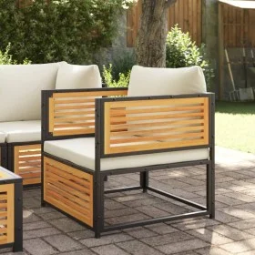 Sillón de jardín con cojines madera maciza de acacia by , Modular outdoor sofas - Ref: Foro24-367648, Price: 153,20 €, Discou...