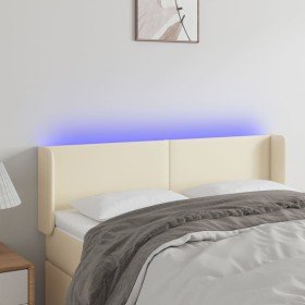Cabecero con LED cuero sintético crema 147x16x78/88 cm