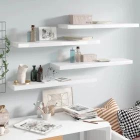 Floating wall shelf 4 pcs glossy white MDF 90x23.5x3.8cm by vidaXL, Shelves and shelves - Ref: Foro24-323756, Price: 86,94 €,...